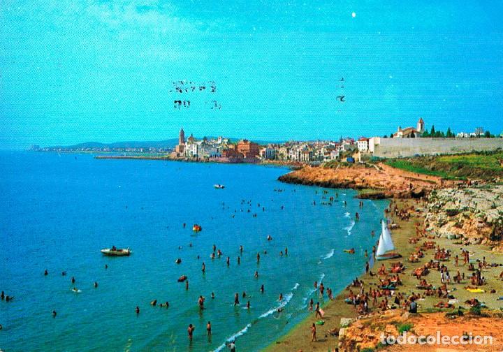 Postales: SITGES, PLAYA DE AIGUADOL&Ccedil;, CIRCULADA - Foto 1