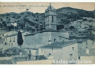 Postais: ANTIGUA POSTAL 8 SAN PEDRO DE PREMIA IGLESIA Y CASA RECTORAL L ROISIN ESCRITA