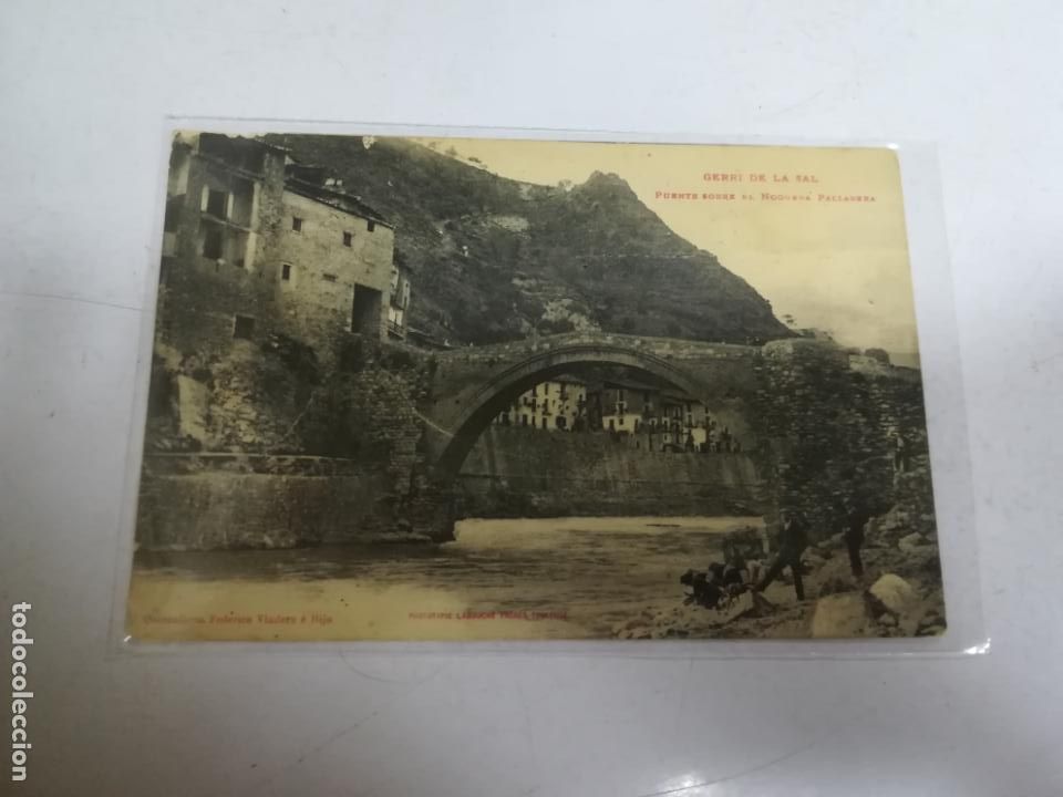 Postais: TARJETA POSTAL DE GUERRI DE LA SAL, LERIDA. PUENTE SOBRE EL NOGUERA PALLARERA. FEDERICO VIADERA