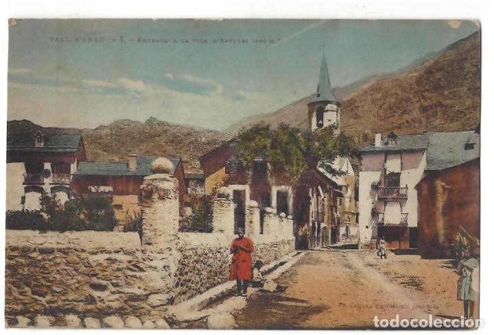 Postales: POSTAL COLOREADA- VALL D'ANEU.- N&ordm; 1, ENTRADA A LA VILA D'ESTERRI. FOTO CAMPI. L&Eacute;RIDA- SIN CIRCULAR