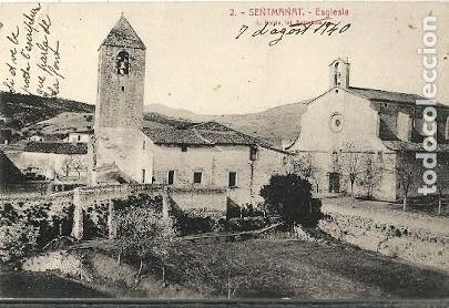 Cartoline: ANTIGUA POSTAL 2 SENTMANAT ESGLESIA L ROISIN ESCRITA 1940