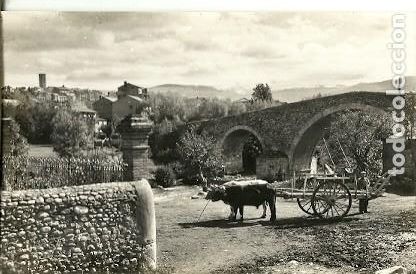 Cartoline: ANTIGUA POSTAL 28 PUIGCERDA PIRINEO CATALAN PUENTE ROMANO COMERCIAL PRAT