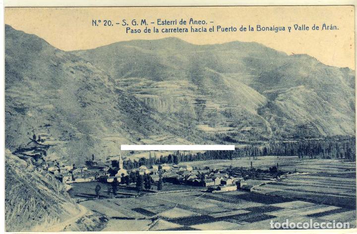 Postales: POSTAL ESTERRI DE ANEO (LERIDA) PASO DE LA CARRETERA HACIA EL PUERTO DE LA BONAIGUA Y VALLE DE ARAN