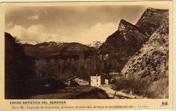 Postkarten: POSTAL ENGORJAT DE GUARDIOLA , AL HIVERN - EL MOLI VELL, AL FONS LA SERRALADA DEL CAD&Iacute; , NEVADA (LER