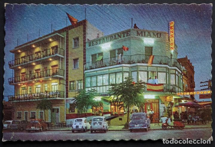 Postales: Hotel Restaurante Miami, Sant Carles de la Rapita , postal del a&ntilde;oi 1956, ver foto reverso