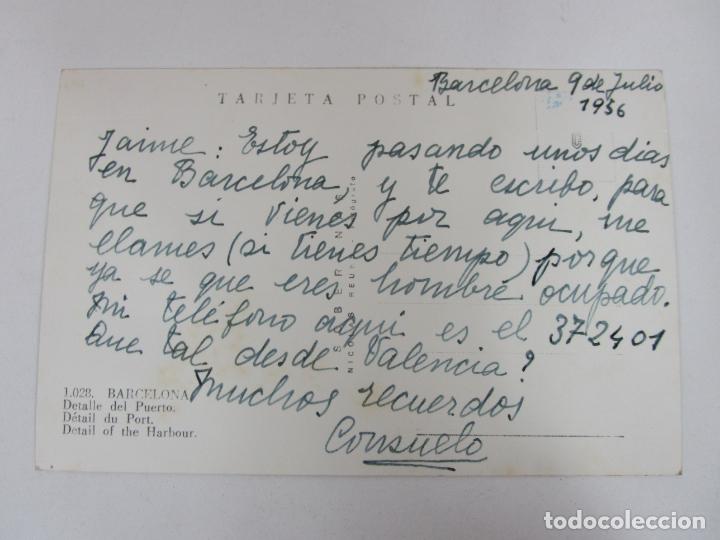 Postales: Postal - Barcelona - Detalle del Puerto - Años 50 - Foto 2 - 195210047