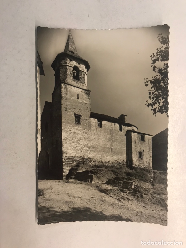 Postales: VALLE DE CARDOS (Lerida) Postal No.148, Surri. Iglesia parroquial. Oficina de Turismo (h.1950?)