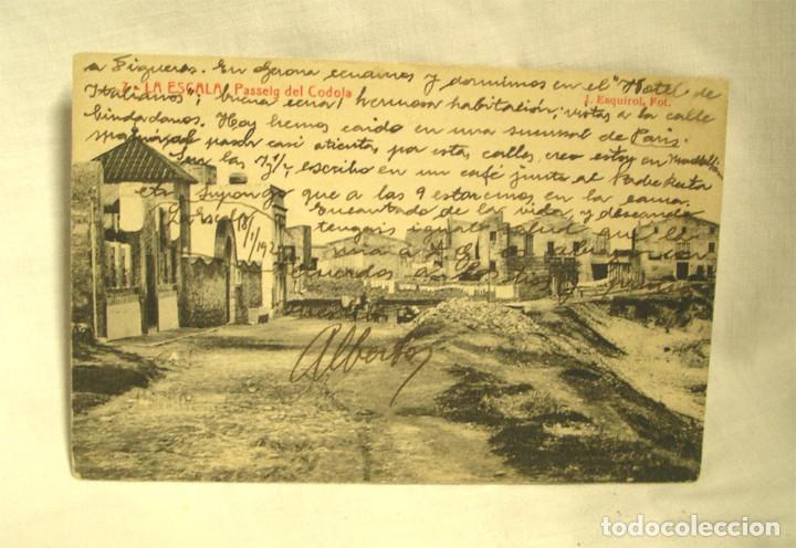 Postales: La Escala Passeig del Codola, circulada a&ntilde;o 1920 - Foto 1
