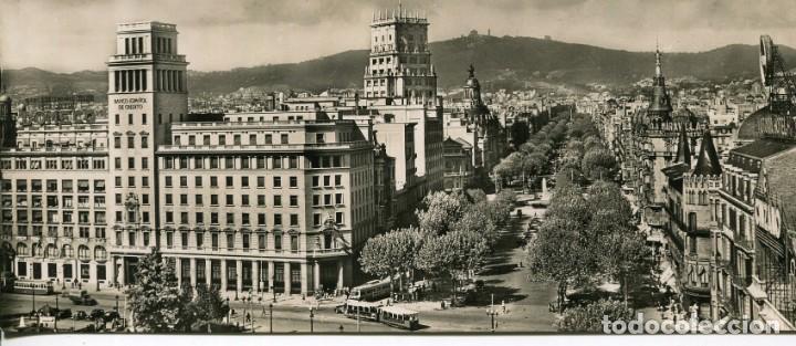 Postales: BARCELONA-PANOR&Aacute;MICA PASEO DE GRACIA-PLAZA CATALU&Ntilde;A-A&Ntilde;OS 50- ZERKOWITZ 23 X 9