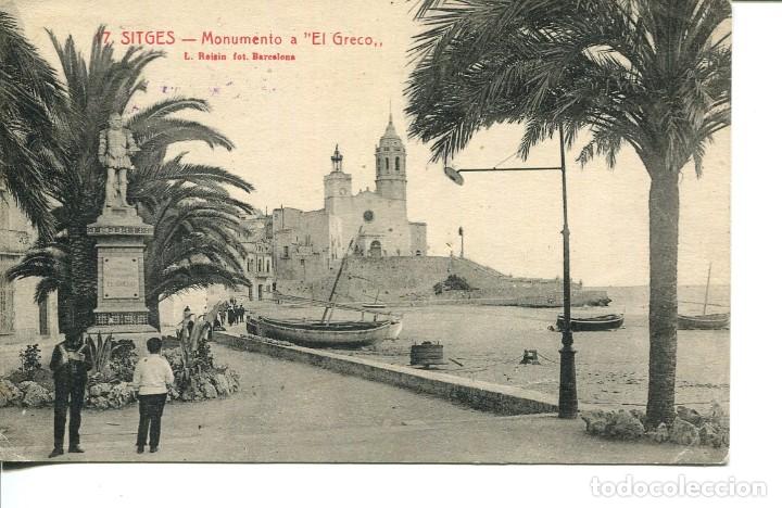 Cartoline: SITGES-MONUMENTO A EL GRECO-PLAYA- A&Ntilde;O 1920-ROISIN