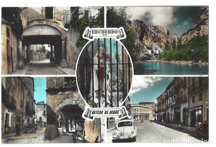 Postales: POSTAL COLOREADA- ARTESA DE SEGRE.- N&ordm; 1, DIVERSOS ASPECTOS DE LA CIUDAD. L&Eacute;RIDA- ESCRITA (1963)