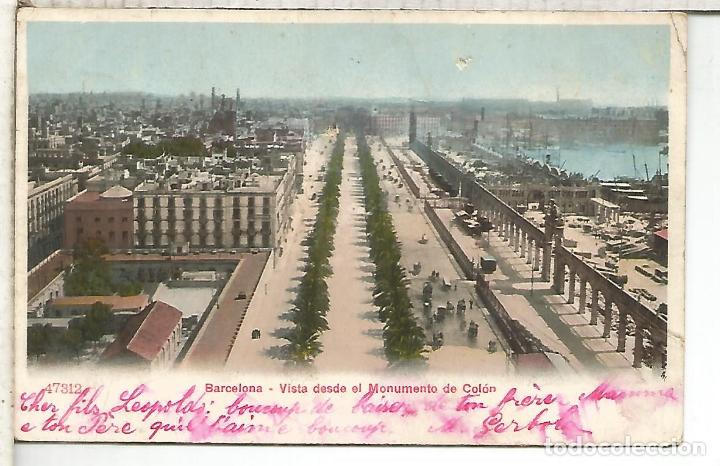 Postales: BARCELONA PASEO DE COLON ESCRITA - Foto 1