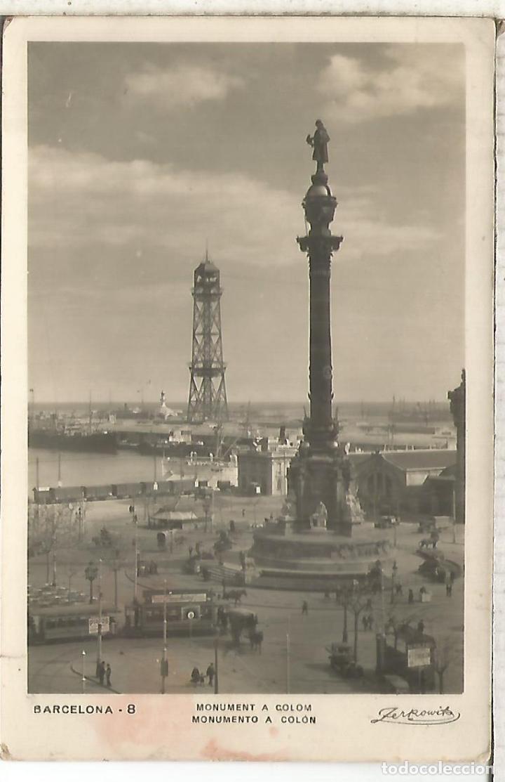 Postales: BARCELONA MONUMENTO A COLON ESCRITA - Foto 1