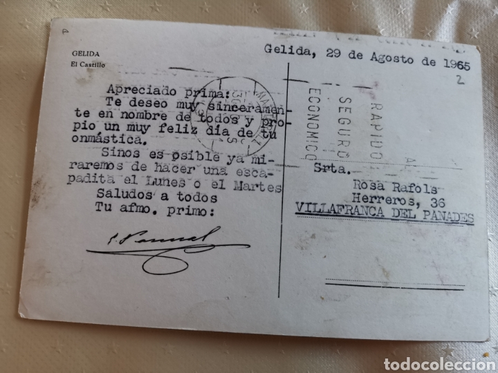 Postales: Postal del Castillo de Gelida. Escrita en 1965 - Foto 2