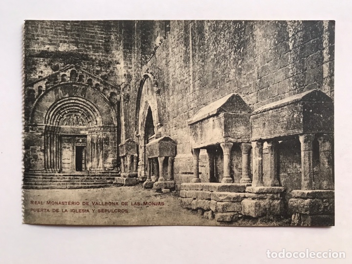 Postales: LERIDA Postal, Real Monasterio de Vallbona de las Monjas. Puerta de la Iglesia y Sepulcros (h.1920?)