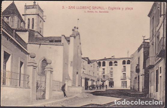 Postais: POSTAL SANT LLOREN&Ccedil; SAVALL ESGLESIA Y PLA&Ccedil;A