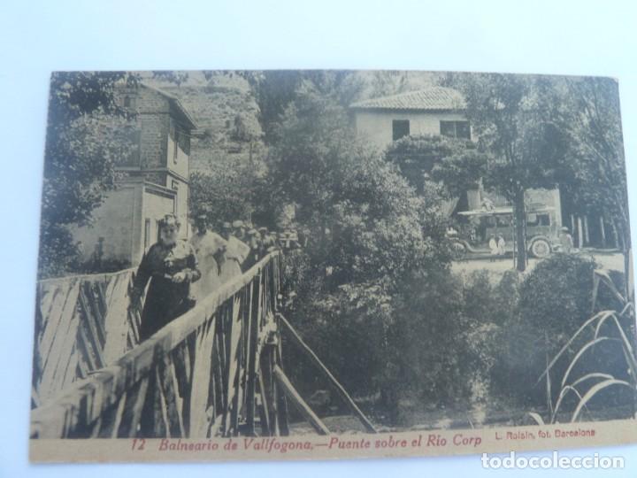 Postales: 12 BALNEARIO DE VALLFOGONA. PUENTE SOBRE EL RIO CORP