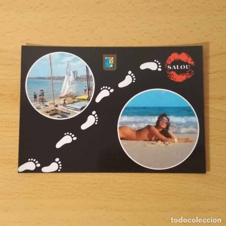 Postales: Postal Salou Costa Daurada n&ordm; 60. Playa. Huellas. 9818. Escudo de Oro. Sin circular.