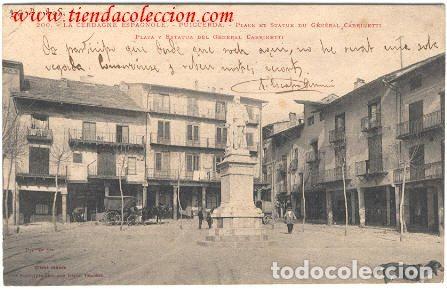 Postales: Puigcerd&aacute;.- Plaza y Estatua del General Cabrinetti