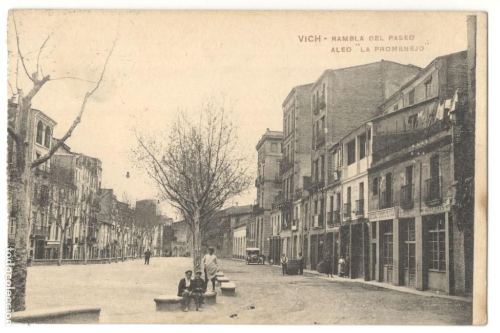 Postales: POSTAL DE VICH - RAMBLA DEL PASEO - SIN CIRCULAR. - Foto 1