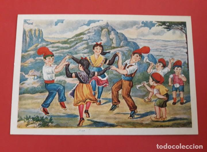 Postkarten: la sardana a montserrat - n&ordm; 7 - postal catalanista de los a&ntilde;os treinta - sin circular