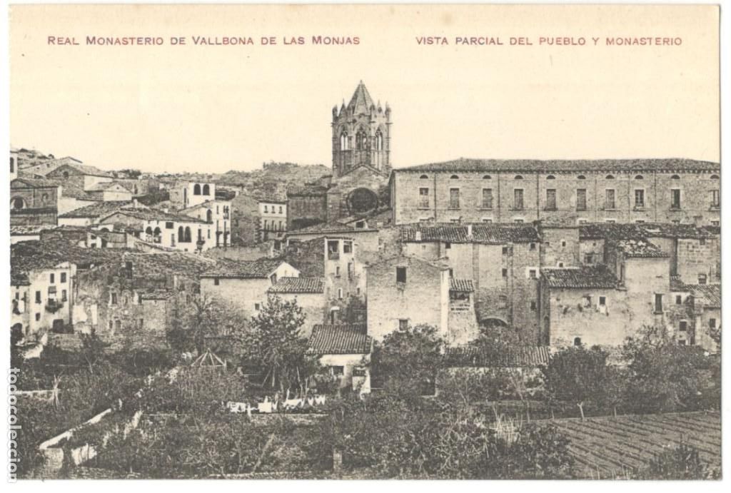 Cartoline: POSTAL MONASTERIO VALLBONA DE LES MONJAS - VISTA GENERAL DE LA IGLESIA.