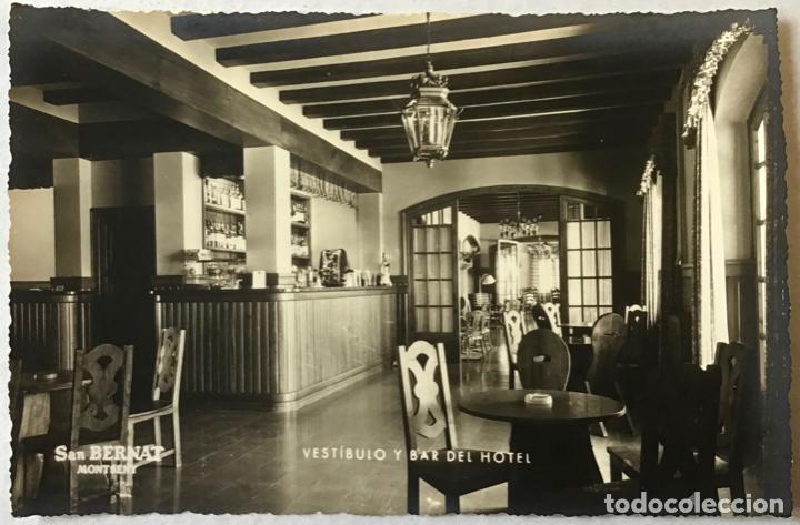 Postales: SAN BERNAT. MONTSENY. VEST&Iacute;BULO Y BAR DEL HOTEL. (FOTO. F. FAZIO).