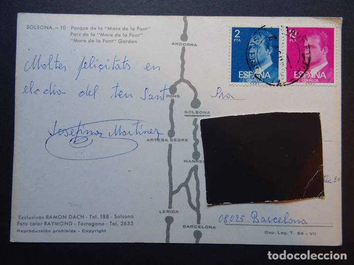 Postales: Solsona, Parque de la Mare de la Font, postal circulada - Foto 2