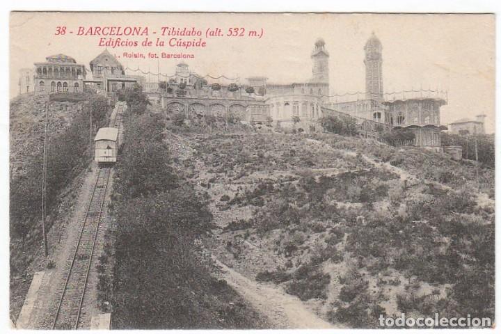 Postales: Antigua postal. Edificios de la C&uacute;spide del Tibidabo, Barcelona. Escrita. L Roisin pt - Foto 1