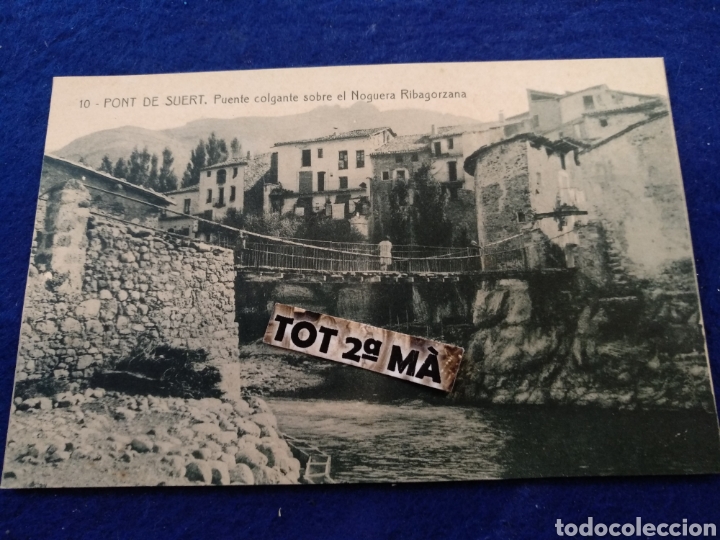 Postales: Postal Pont de Suert, puente colgante sobre el Noguera Ribagorzana. J.cierco 1930
