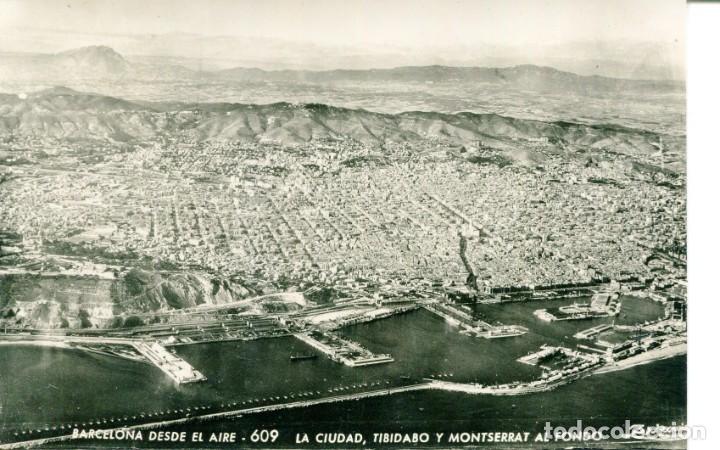Postales: BARCELONA-VISTA A&Eacute;REA EL PUERTO Y LA CIUDAD
