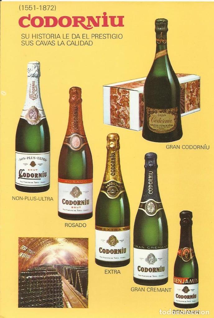 Postkarten: Codorniu. Gama botellas cava. su historia le da el prestigio Entre 1960 1970. 10x15 cm. Postal..