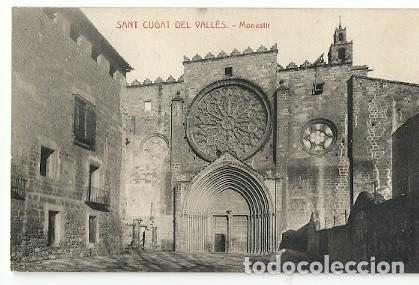 Cartoline: ANTIGUA POSTAL SANT CUGAT DEL VALLES MONESTIR FATXADA PRINCIPAL IGLESIA VISTA DOS ROSETONS LATERALS