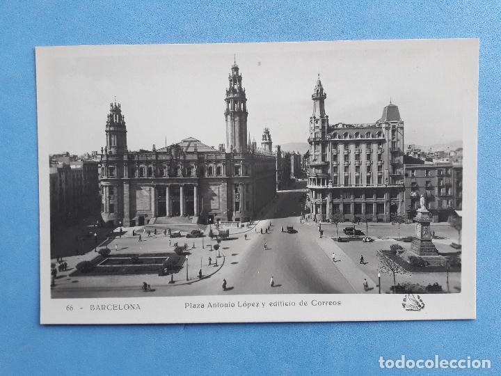 Postales: Barcelona. Plaza de Antonio L&oacute;pez y edificio de Correos. - Foto 1