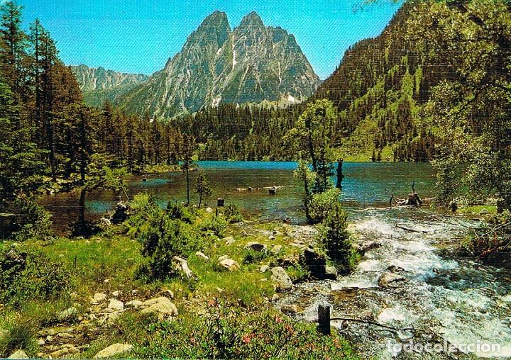Postales: Valle de Espot, lago de San Mauricio y Els Encantats, circulada