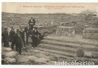 Postkarten: ANTIGUA POSTAL 5 RUINAS DE EMPURIAS BASAMENTOS DE TEMPLOS EN LE RECINTO GRIEGO L ROISIN