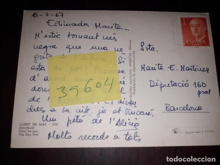 Postales: N&ordm; 39604 POSTAL LLORET DE MAR GERONA - Foto 2