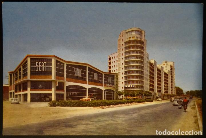 Postales: Mataro, entrada a la ciudad, concesionario SEAT. postal circulada del a&ntilde;o 1962