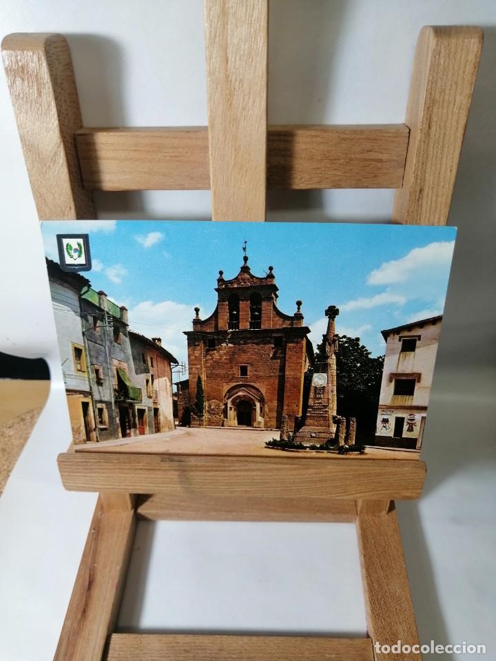 Cartes Postales: POSTAL FOLGUEROLES ESGLESIA ROMANICA DE SANTA MARIA PLA&Ccedil;A I MONUMENT A MOSSEN JACINT SIN CIRCULAR