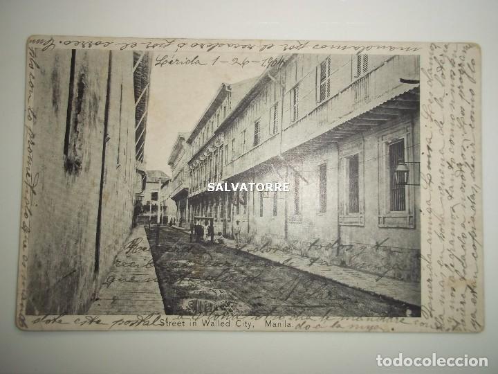 Postales: POSTAL MANILA.STREET IN WALLED CITY.LERIDA.BARCELONA.BERTRAN DE LIS.1904.SIN DIVIDIR.FRANQUEADA