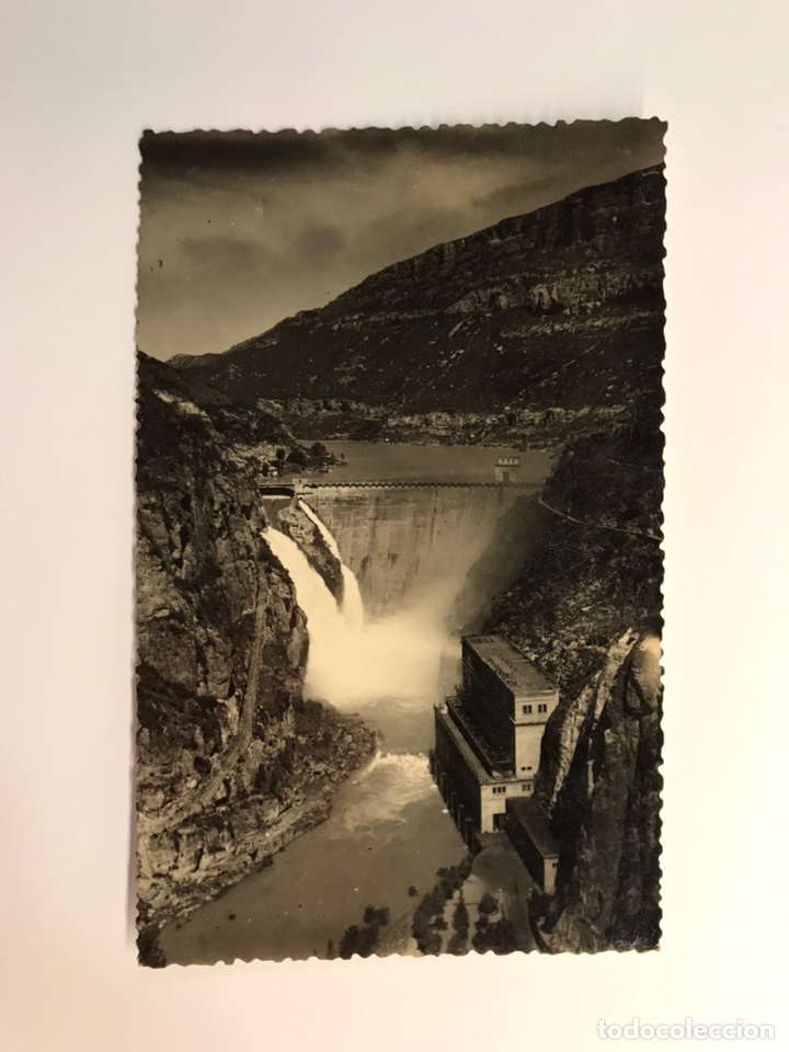 Postales: CAMARASA (Lerida) Postal No.1, Central el&eacute;ctrica y salto de Compuertas. Excl, T. Llop (h.1950?) S/C