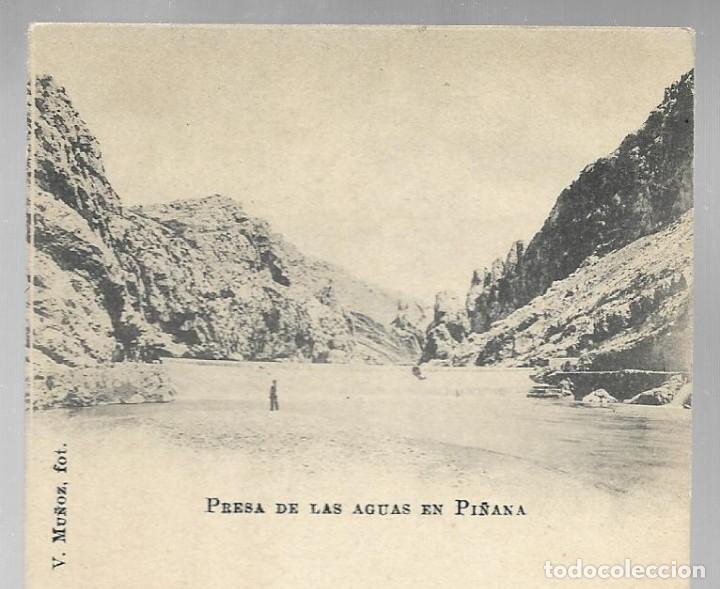 Postales: POSTAL, PRESA DE LAS AGUAS EN PI&Ntilde;ANA (LERIDA). FOT. V. MU&Ntilde;OZ. S/C, REVERSO SIN DIVIDIR.