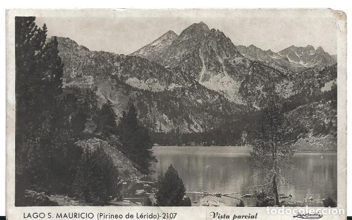 Postales: LAGO SAN MAURICIO, N&Uacute;M. 2107 PIRINEO L&Eacute;RIDA) VISTA PARCIAL. POSTAL ESCRITA EN 1953. FOTO ZERKOWITZ.