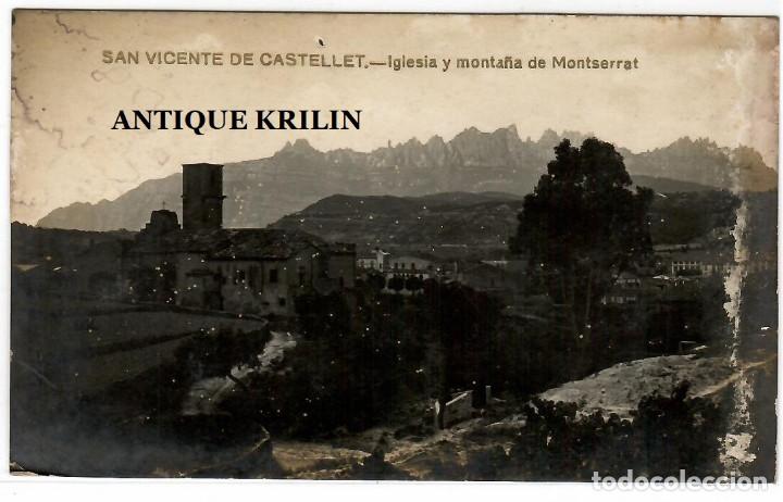 Postales: SAN VICENTE DE CASTELLET .- IGLESIA Y MONTA&Ntilde;A DE MONTSERRAT .- FOTOGRAFICA