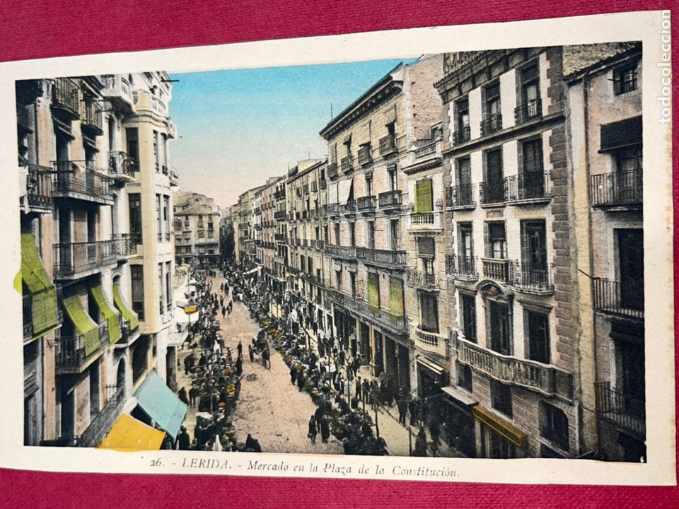 Postales: P- 299 Antigua postal de Lerida- Mercado en la Plazs de la Constituci&oacute;n. Sin circular