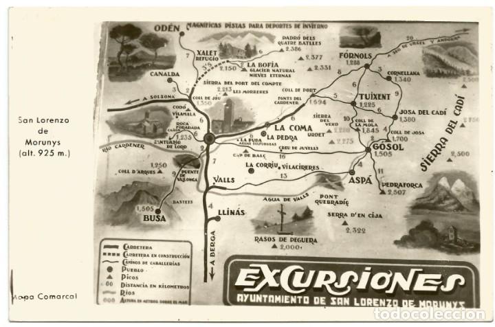Postales: AYUNTAMIENTO DE SAN LORENZO DE MORUNYS - EXCURSIONES - circulada en 1960.