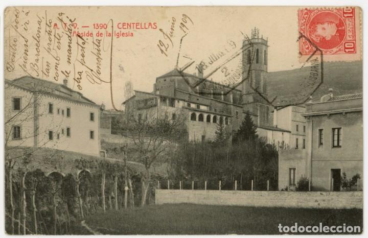 Postkarten: a06521 centelles abside de la iglesia atv n&ordm;1390 circulada 1909 falta sello
