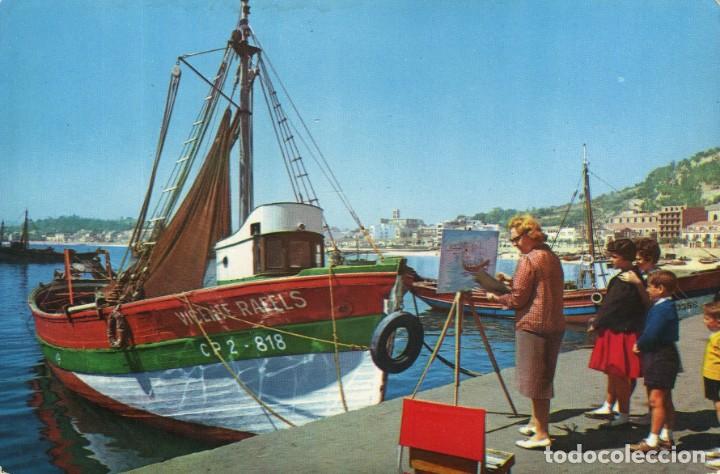 Postais: m01196 Blanes Pintora En El Puerto 1961 Raker N&ordm;15 sc pintora