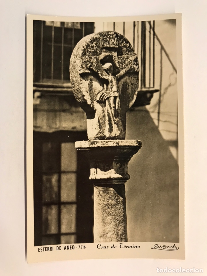 Postales: ESTERRI DE ANEO (Lerida) Postal No.7516, Cruz de Termino., Edic. Zerkowitz (h.1950?) S/C
