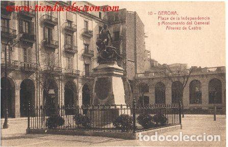 Postales: Gerona.- Plaza de la Independencia y Monumento del General Alvarez de Castro
